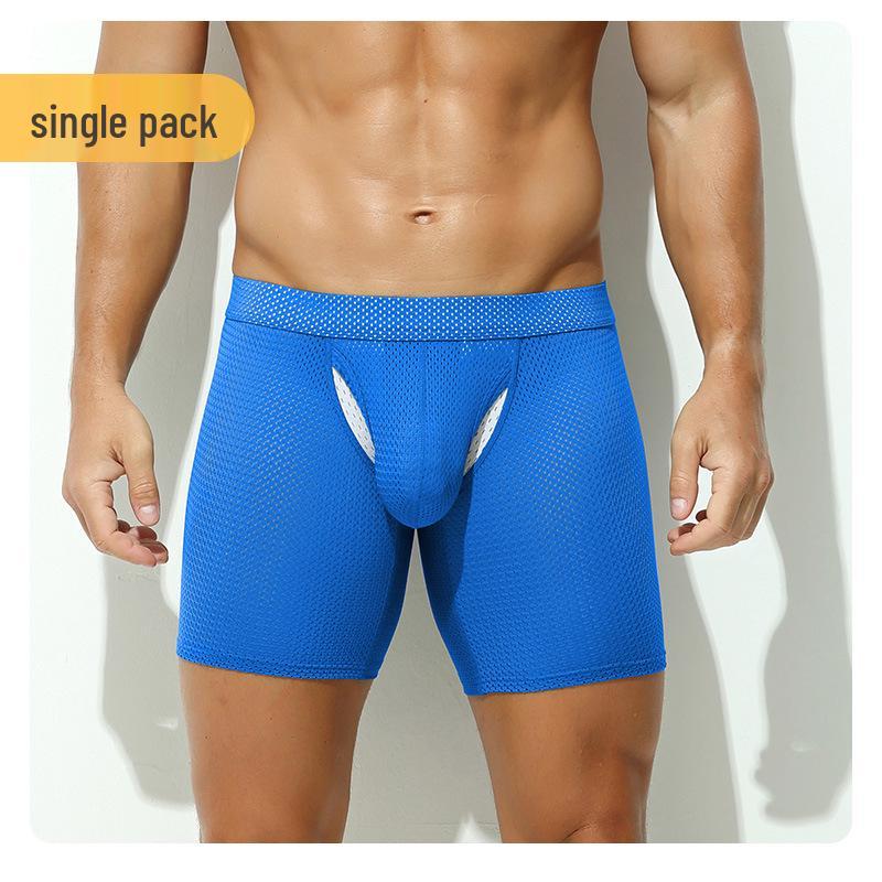 

Men s Anti-Chafing Sport Boxer Briefs, Plus Size, Breathable, with Large Pouch and Extended Leg. Extra Large небесно-голубой