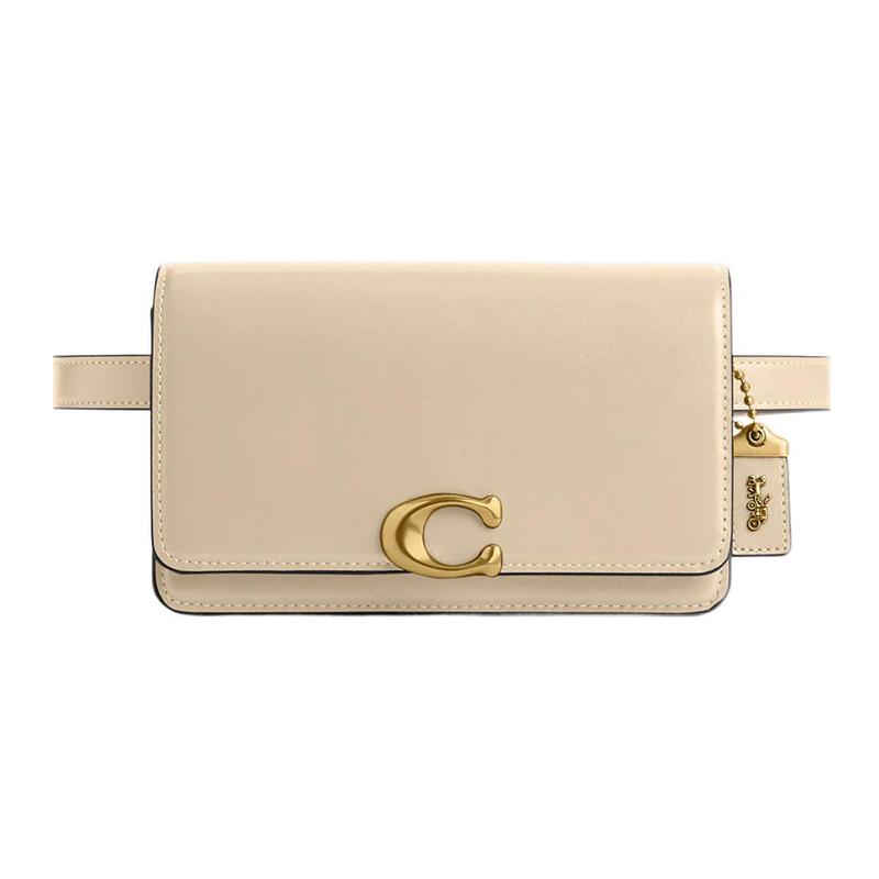 COACH Bandit 19 solid color letter logo logo nameplate cowhide belt bag women's off-white