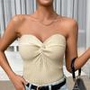 Spring Summer Sexy Strapless Solid Color Knitted Vest