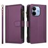 For Redmi Note 17 Pro 5G Multi-Card Slots Case for Coque Redmi Note 17 Pro Max 15 Pro Plus Zipper Wallet Flip Cover with Lanyard