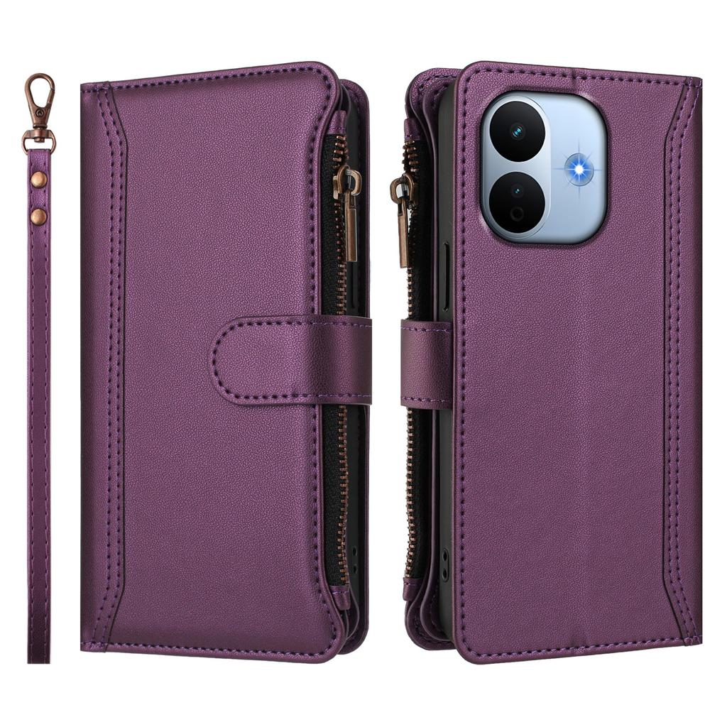 For Redmi Note 17 Pro 5G Multi-Card Slots Case for Coque Redmi Note 17 Pro Max 15 Pro Plus Zipper Wallet Flip Cover with Lanyard