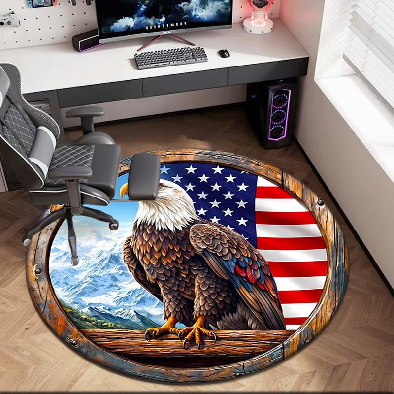 1pc American Bald Eagle Poster Round carpet Painted Printed circular carpet, home door mat, outdoor travel protection carpet