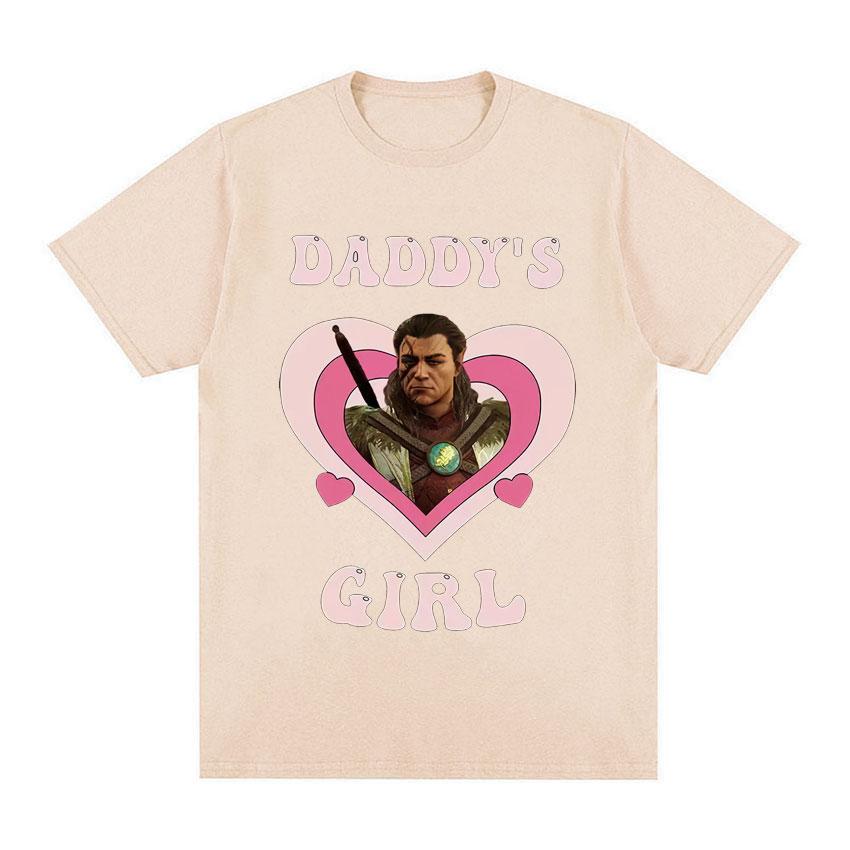 Vintage Halsin Daddy's Girl T Shirt Hot Astarion Bulders Gate 3 Clothes Tee Shirt Unisex Harajuku Aesthetic Short Sleeve T-shirt