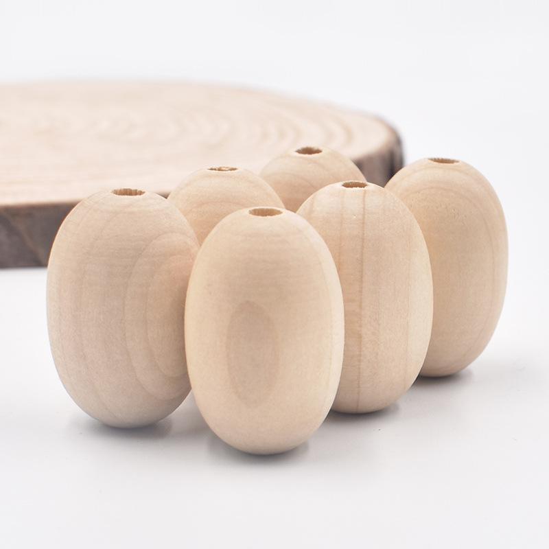 10pcs 30*20mm Egg Shaped Wooden Beads Easter Wood Beads Farmhouse Rustic Beads Loose Spacer Beads for Craft Decoration