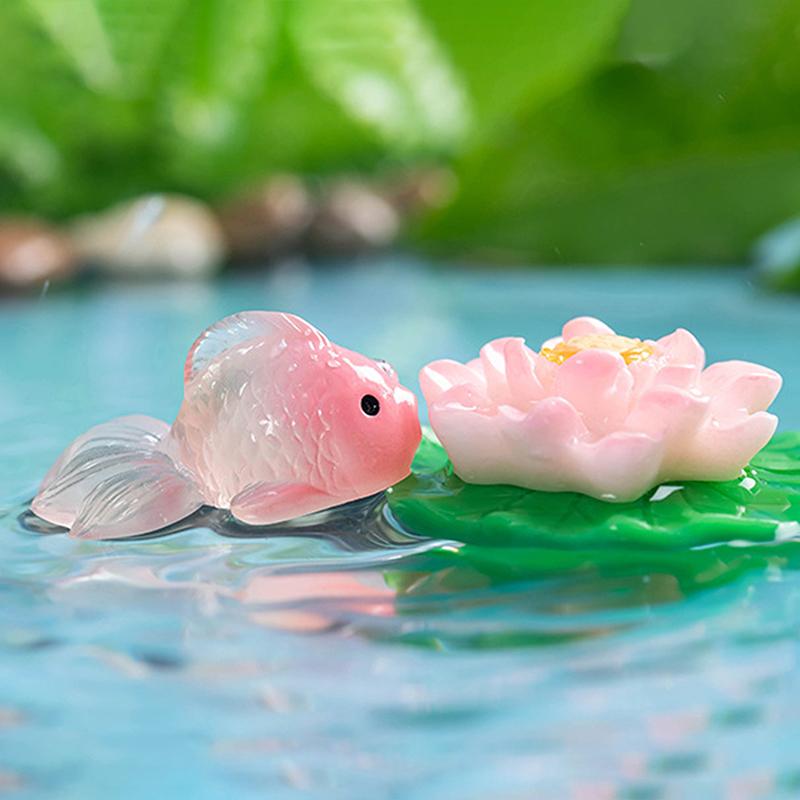 1Pc Micro Landscape Creative Cute Lucky Koi Fish Ornament Drip Gel Mini Fish Statue Ornaments Goldfish Gifts Desktop Jewelry