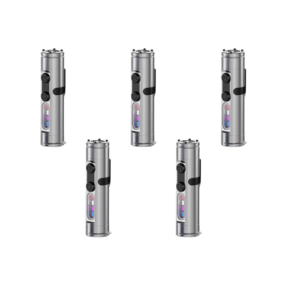 Taclite Mini Flashlight Torch 5/2/1PCS Rechargeable Magnetic LED Light Tactical Flashlight Outdoor Emergency Torch with Hat Clip