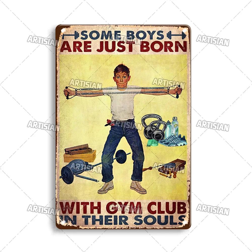 Old Man Gym Club Inspirational Phrase Art Painting Wall Plate Decor Vintage Tin Sign Fitness Garage Room Decoration Metal Signs