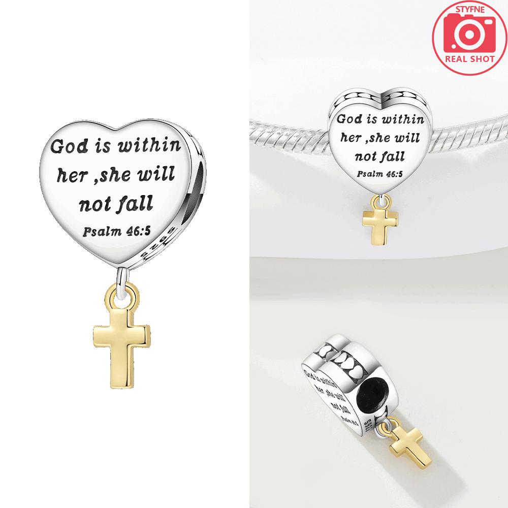 Original Copper Angel Wings Cross Church Jesus Pendant Tassel Heart Beads Fit Bracelet Women Jewelry Making Gift Diy