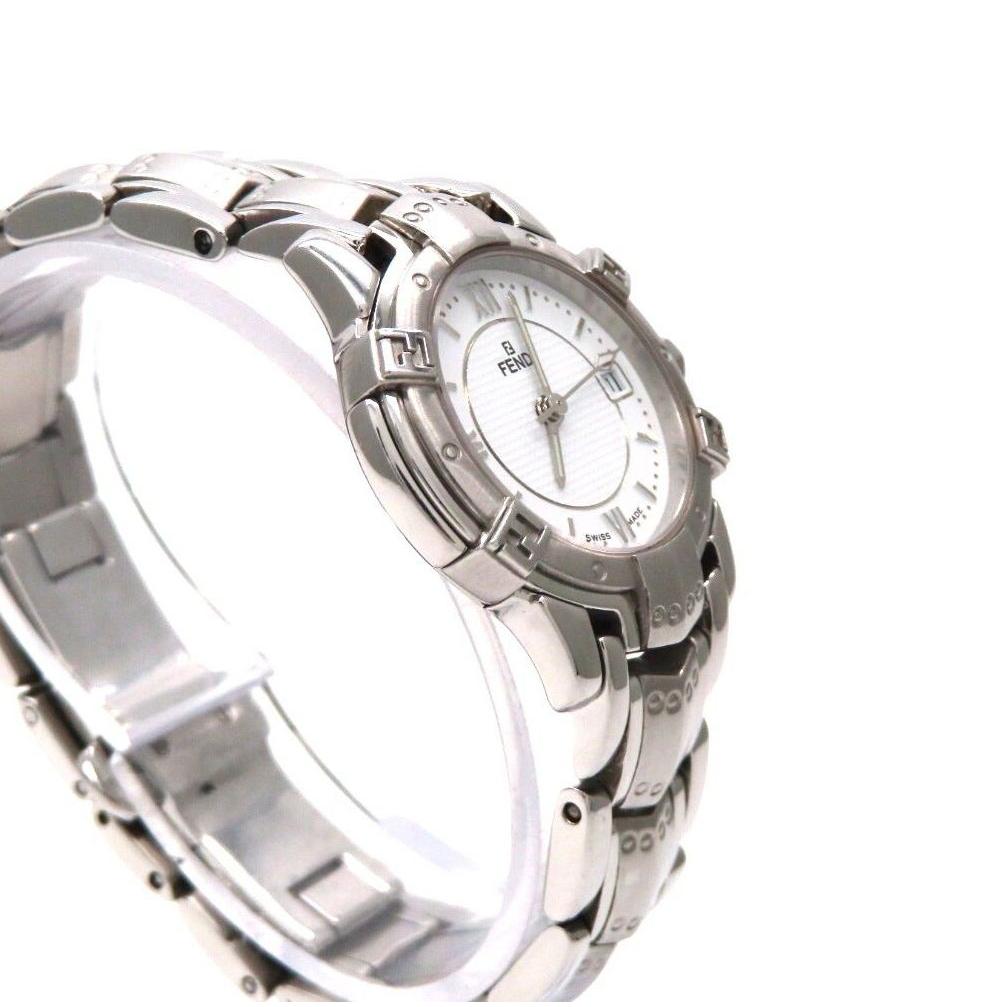 Used [3500L] FENDI 'Fendi Watch' Round White Ladies Extremely Good Condition