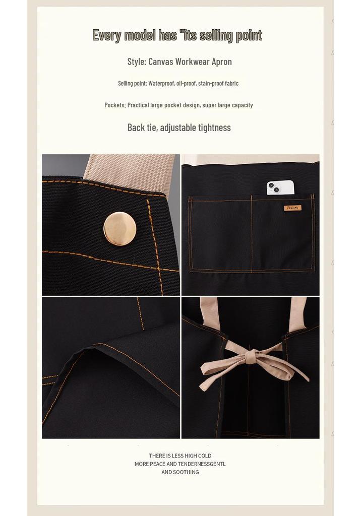 Unisex Waterproof Canvas Waist Apron for Kitchen & Catering - Custom Logo Printing Available