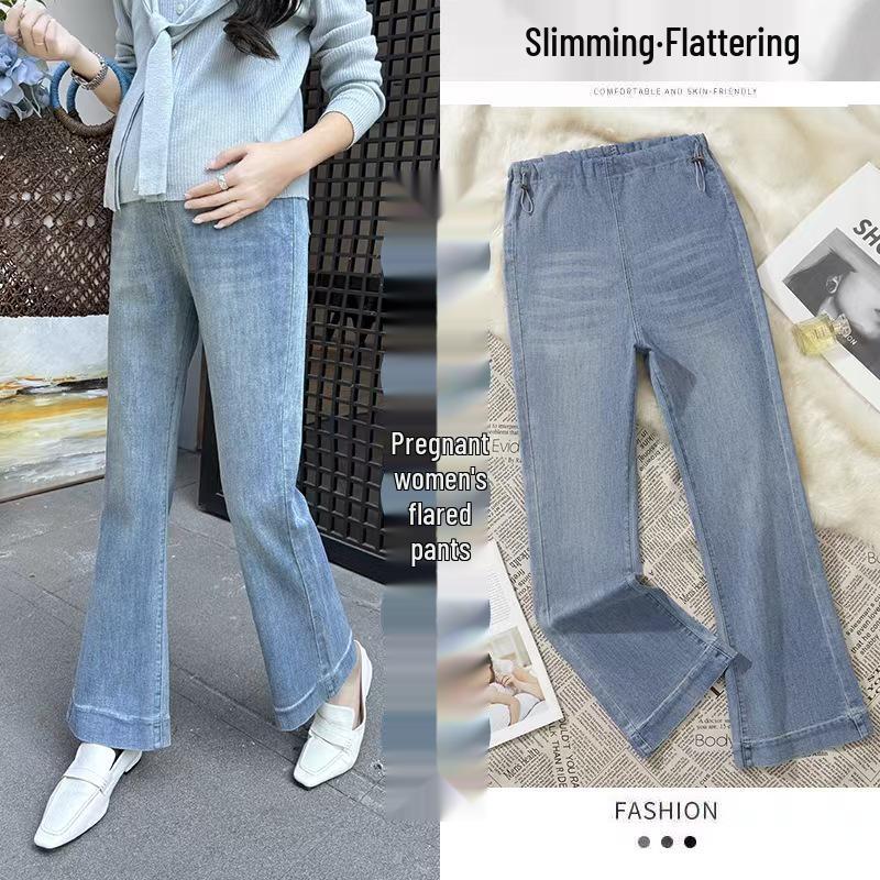2025 High-Quality Maternity Flare Jeans - High Elasticity for Spring and Autumn 2XL джинсовый синий