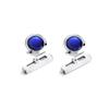 Santos De Blue Synthetic Spinel Cufflinks Unisex Cufflinks Silver OG000127