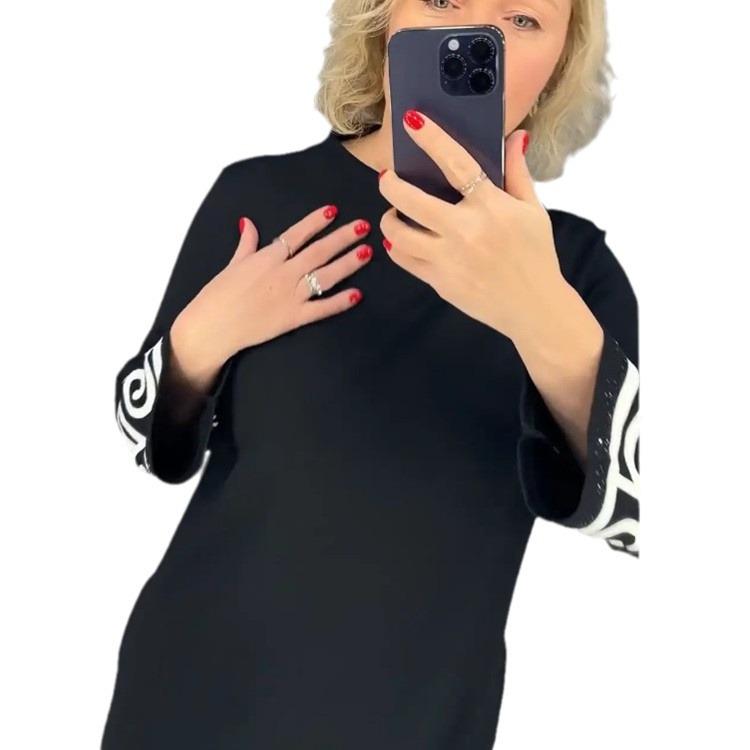 2023 Etniczny Styl Abstrakcyjna Kwiatowa Sukienka Casual z Okrągłym Dekoltem