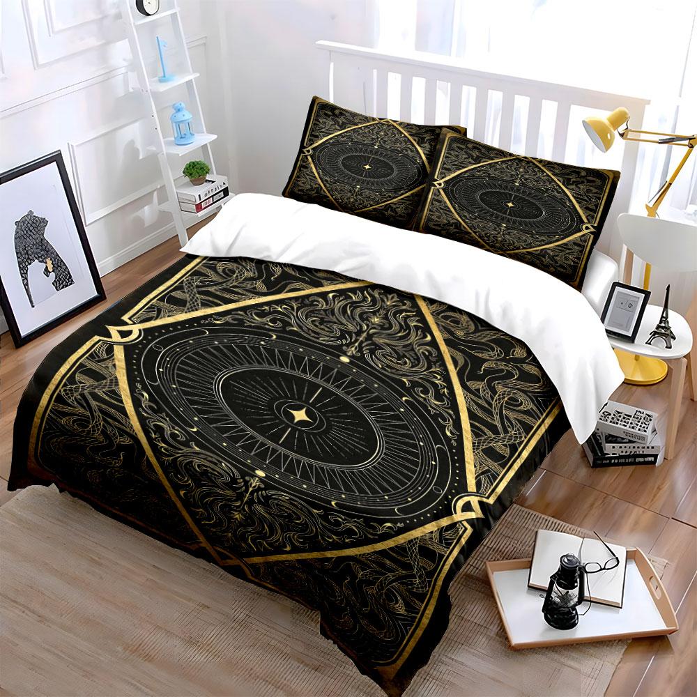Intricate gold geometric design. Bedding sets Duvet cover sets Duvet covers Pillowcases(1 * Duvet Cover 2 * Pillowcases without duvet insert)
