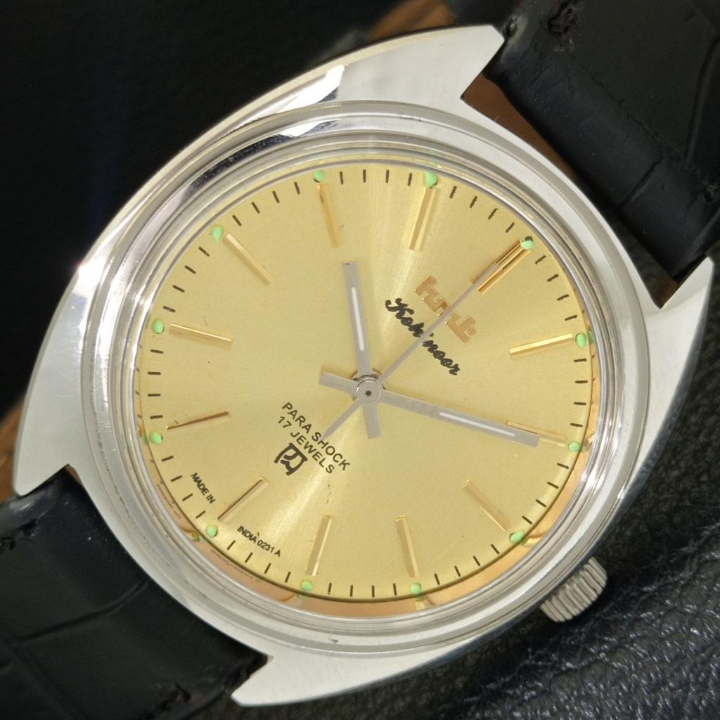 HMT KOHINOOR VINTAGE HAND-WINDING INDIAN MENS GOLDEN COLOR DIAL WATCH a440992-4 HT-a440992
