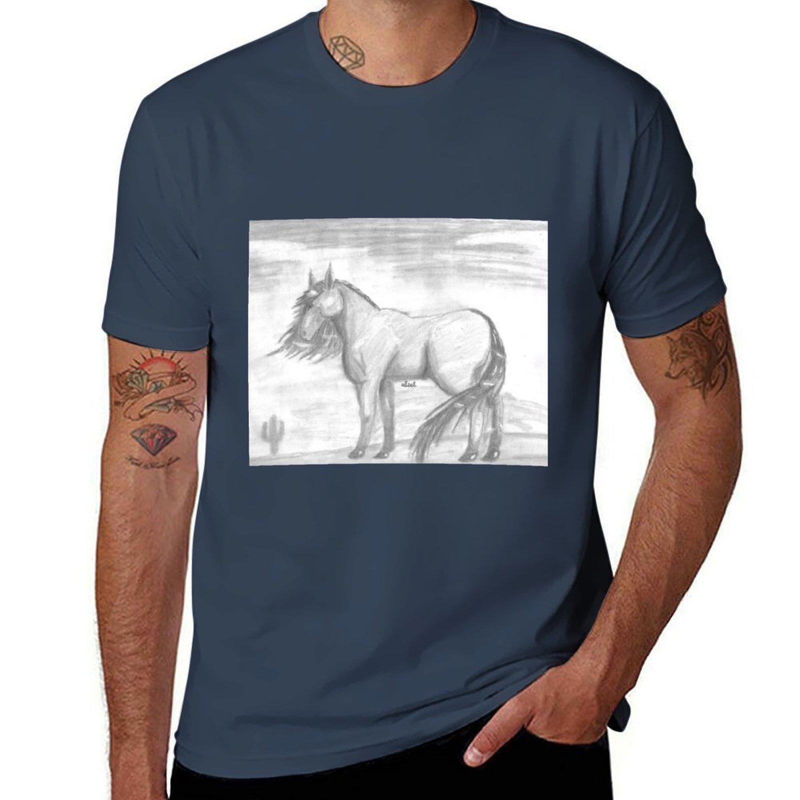 Horse Tshirt Basic Simple Casual Short Sleeve Tee S