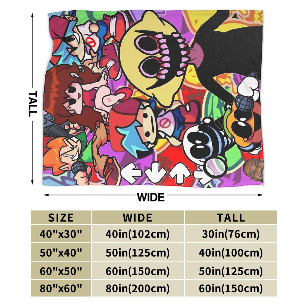 FNF Bad Time Trio Friday Night Funkin Flannel Blanket  Soft Warm Throw Blanket for Home Decor Picnic Bedspread Sofa Bed Cover
