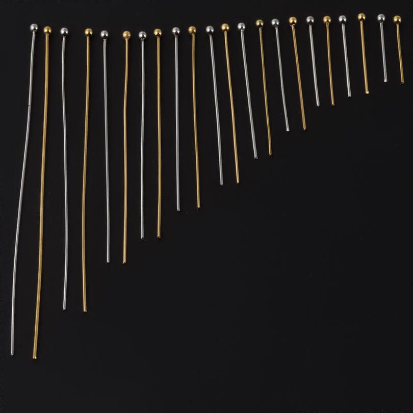100pcs/Lot High Quality Stainless Steel Ball Head Pins For Jewelry Making Supplies PVD Round Head Needle Connectors Accessories