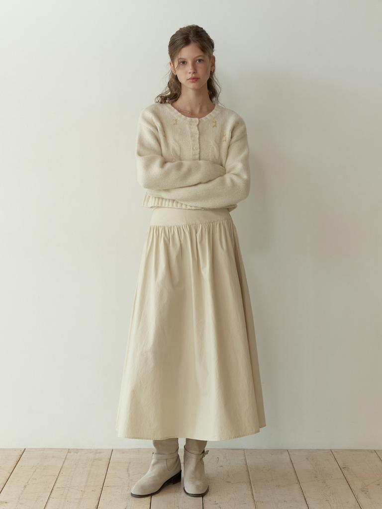 Liel Fiord Shirring Skirt (Beige)