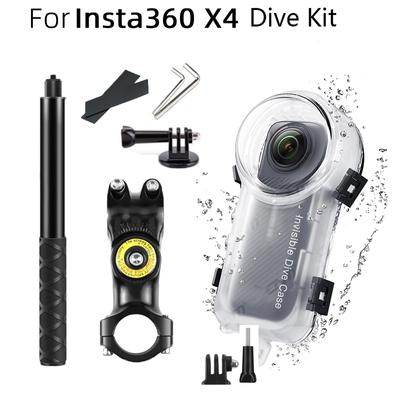 Invisible Selfie Stick + Dive Case for Insta360 X4 Accessories Invisible Diving Case Original 114cm Selfie Stick for Insta 360
