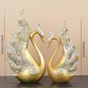 1PAIR Couple Swan Home Living Room Wine Cabinet Ornament Chinese Light Luxury Entrepreneurship Office Resin Crafts