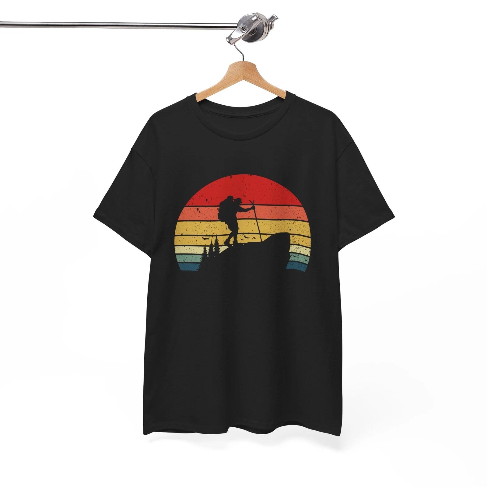Nature T-Shirt | Mountain Climbing Tee | Hiking HikeronRockRetroSunset Shirt 3XL