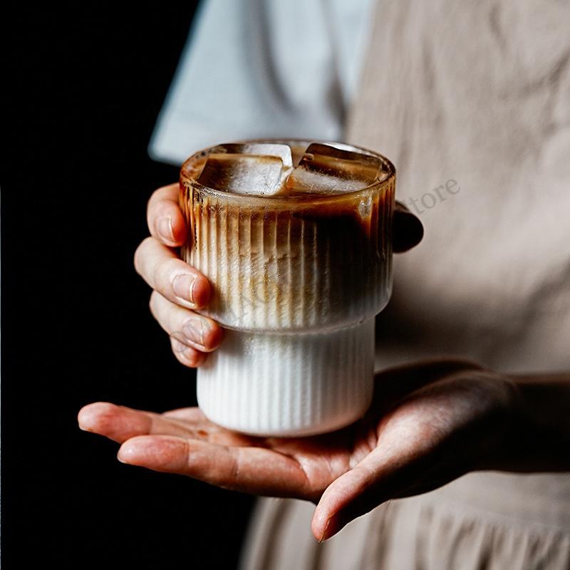 Glasbecher Hochborosilikat Hitzebeständig Latte Kaffeetasse Kaltgetränkegeschirr Wasserbecher Milch Bier Saft Teetasse Whisky Weinglas