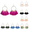 Colorful Round Hoop Allergy Free Earring Bohemia Style Colorful Thread Tassel Pendants Earring