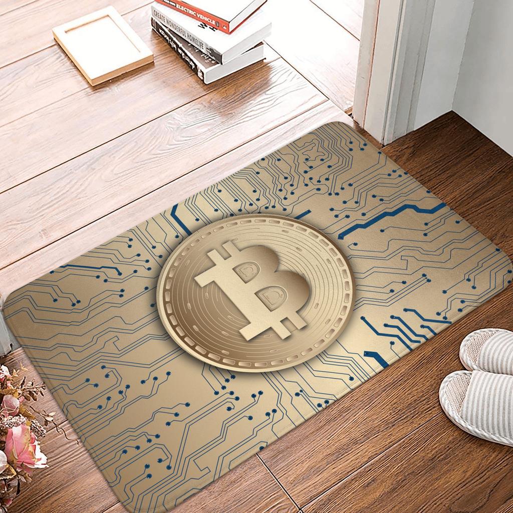 Bitcoin Cryptocurrency Crypto Digital Code Doormat Mat Anti-Slip BTC Blockchain Bath Kitchen Garage Rug Carpet 40*60cm