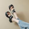 Retro Thick-bottomed Cool Slippers Wear Summer New Fashion Bow One-word Drag Fairy Wind Cover Toe Roman Slippers Girl