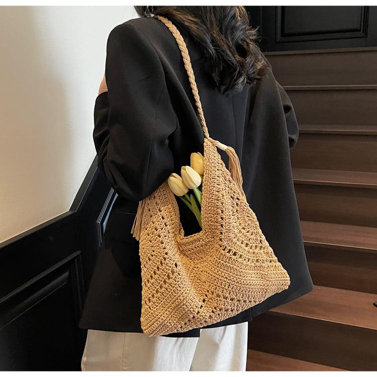 Straw bag hand-woven large capacity fashion versatile woven bag seaside vacation beach bag