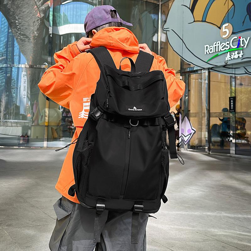 Large capacity travel bag tide brand solid color backpack sports tooling mountaineering bag male college student high school student schoolbag