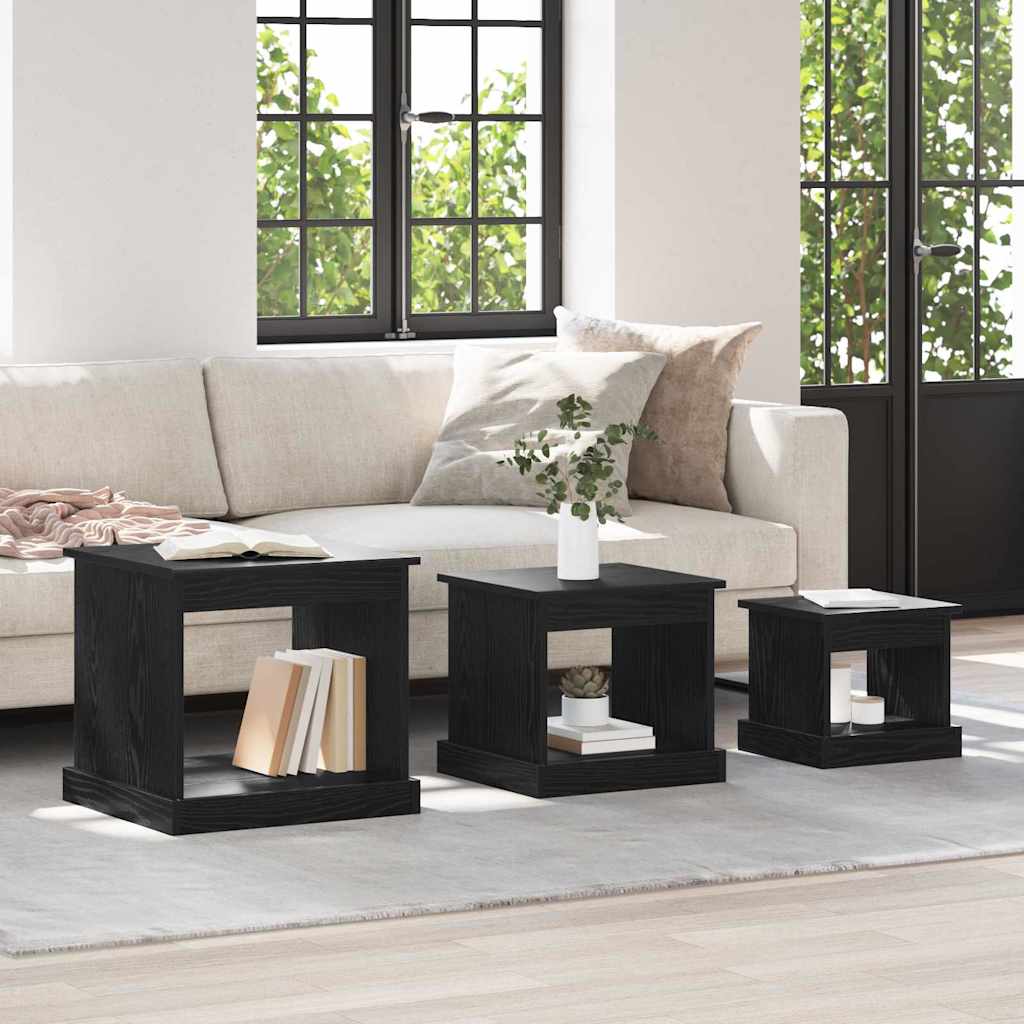 Coffee Table Set 3 pcs Black Oak Effect Particleboard