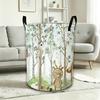 1pc Charming Watercolor Forest Laundry Basket with Sturdy Handle - Collapsible Round Storage Suitable for Clothes, Books,, Bathroom, Bedside | Rustic 