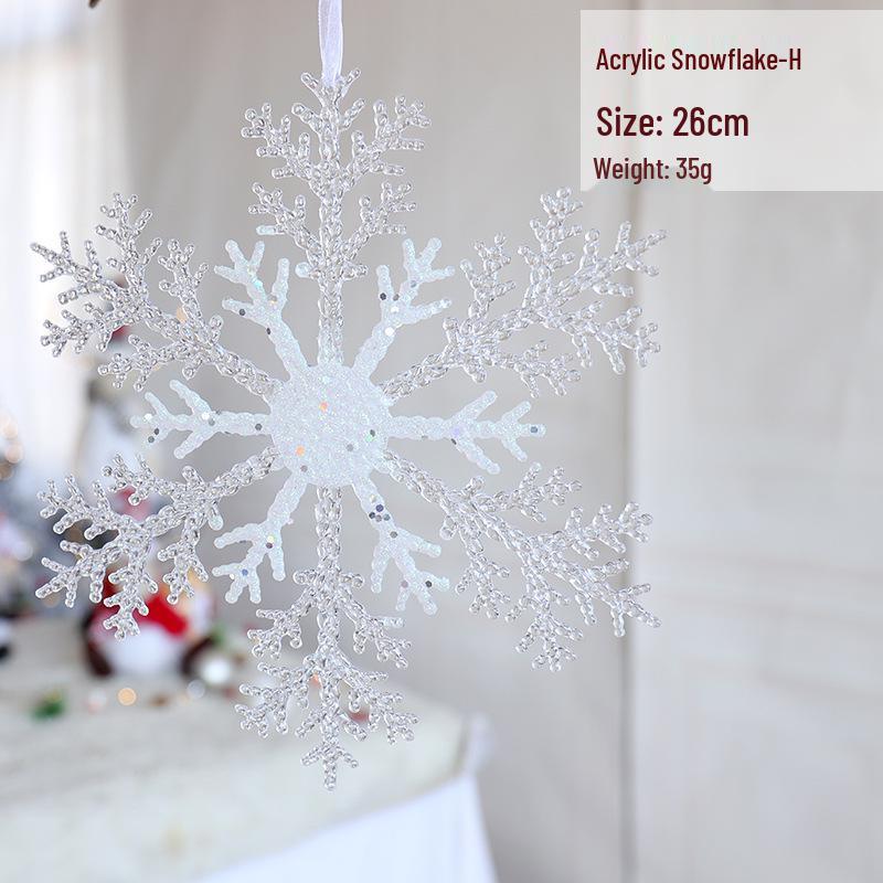 Ornament de Crăciun Fulg de Nea: Gheață Acrilică pentru Decor de Sărbători sau Instalație de Nuntă, Alb Transparent