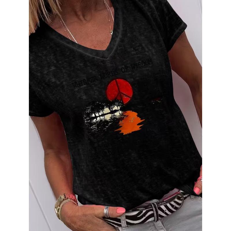 Women's v-neck short-sleeved T-shirt casual fashion