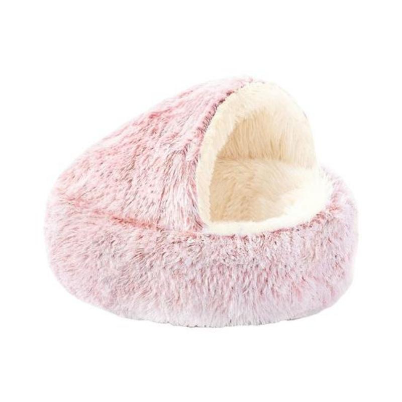 Pet Supplies Semi-enclosed Warm Plush Shell Nest Winter Semi-enclosed Dog Nest Cat Nest Mat Removable and Washable Round Nest Pet Bed