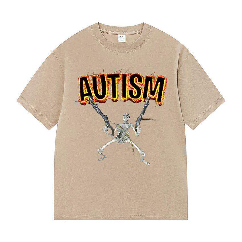 Autismo Scheletro Meme T Shirt Umorismo Divertente Teschio Uomo Donna Moda Hip Hop T-shirt Casual Cotone Manica corta T-shirt oversize