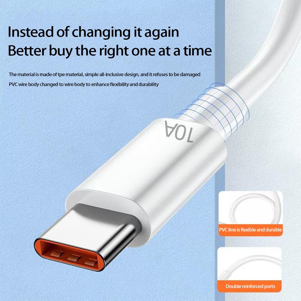 Type-C Fast Charge Android Devices with This Universal 6A Flash Charging Cable for Huawei, Oppo, Vivo, and More.