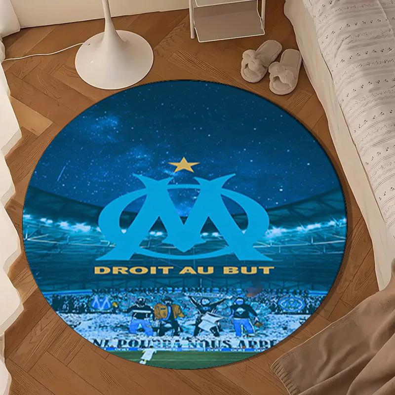1PC rug Olympique Football Crest Round mat Home Decor, Chair rug For livingroom,Bedroom, doormat home decor Birthday Gift Christmas Gifts