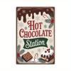 Putuo Decor 1pc Christmas Vintage Metal Tin Sign, Hot Chocolate Station, Wall Art Decor for Christmas Party, Gift for Birthdays,