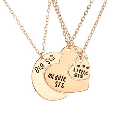 Nouvelle Mode Lettre Amour Ensemble Collier GRAND/MOYEN/PETIT Famille Lune Pêche Cœur Suspendu