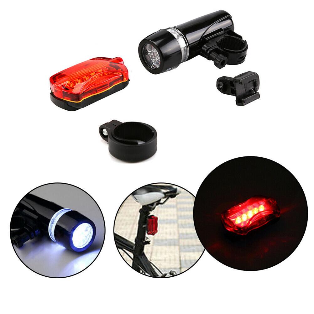 2PCS 5LED Lights Set Bike Headlight and Taillight Kit with Fixing Seat