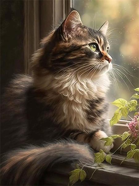 5D Diamond Painting Cat Full Round Mosaic Embroidery Animal Handmade Gift Home Decor