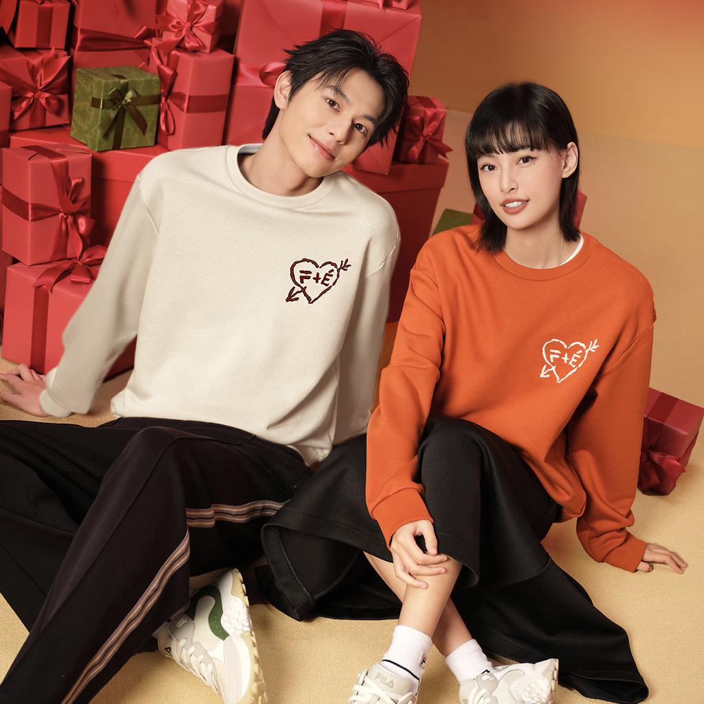 Fila X Études Heartbreaker Fashion Versatile Trendy Casual Pullover Sweatshirt Men Sweatshirt Antelope-White F11M516202FIV