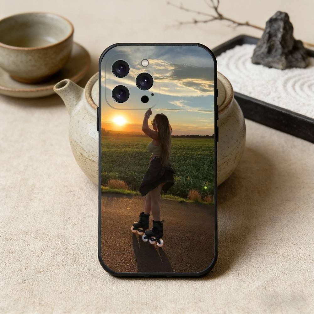 

P-Patin Roller Skating Phone Case For iPhone 17 16 15 14 13 12 Max Plus Silicone Black Cover iPhone14