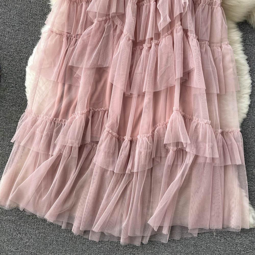 Frühlings- und Sommer-Netzrock ist dünn und vielseitig Plissee-Rock A-Linien-Rock Kuchenrock Ins Feenrock Mode