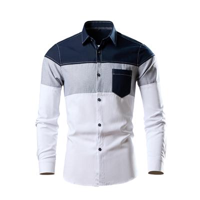 Camisa de retazos para hombre Camisa de manga larga de primavera para hombre Antiarrugas Sin planchado Comodidad de negocios Moda Transpirable Camisas ajustadas