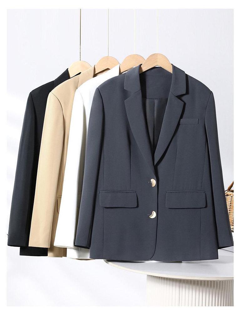 Elegant Customized Plus Size Women's Blazer - Loose Slimming Black Design for Spring/Autumn 2025