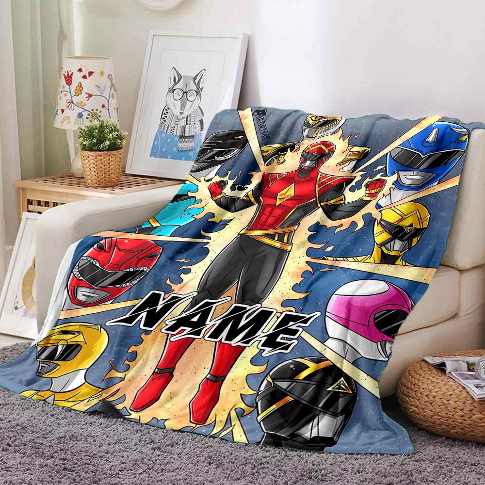 Custom Name Power Rangers Adventure Party Blanket For Couch Bed Plush Cozy Fuzzy Blanket Super Soft Warm Blankets For Fall And Winter 0916263